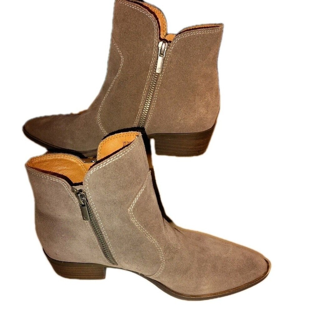 Lucky Brand Tayti Falcon Oiled Suede Western Ankle Boots Women's Size 8.5M